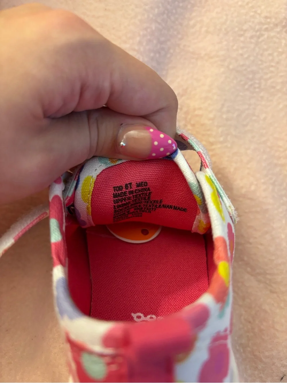 Kohl's White Canvas Kids Sneakers with Pink, Yellow, Blue & Orange Flowers
